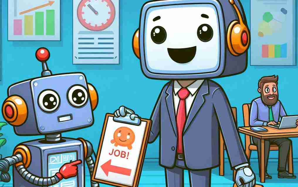 Robots helping with the job hunt, created by CoPilot with an AI Prompt